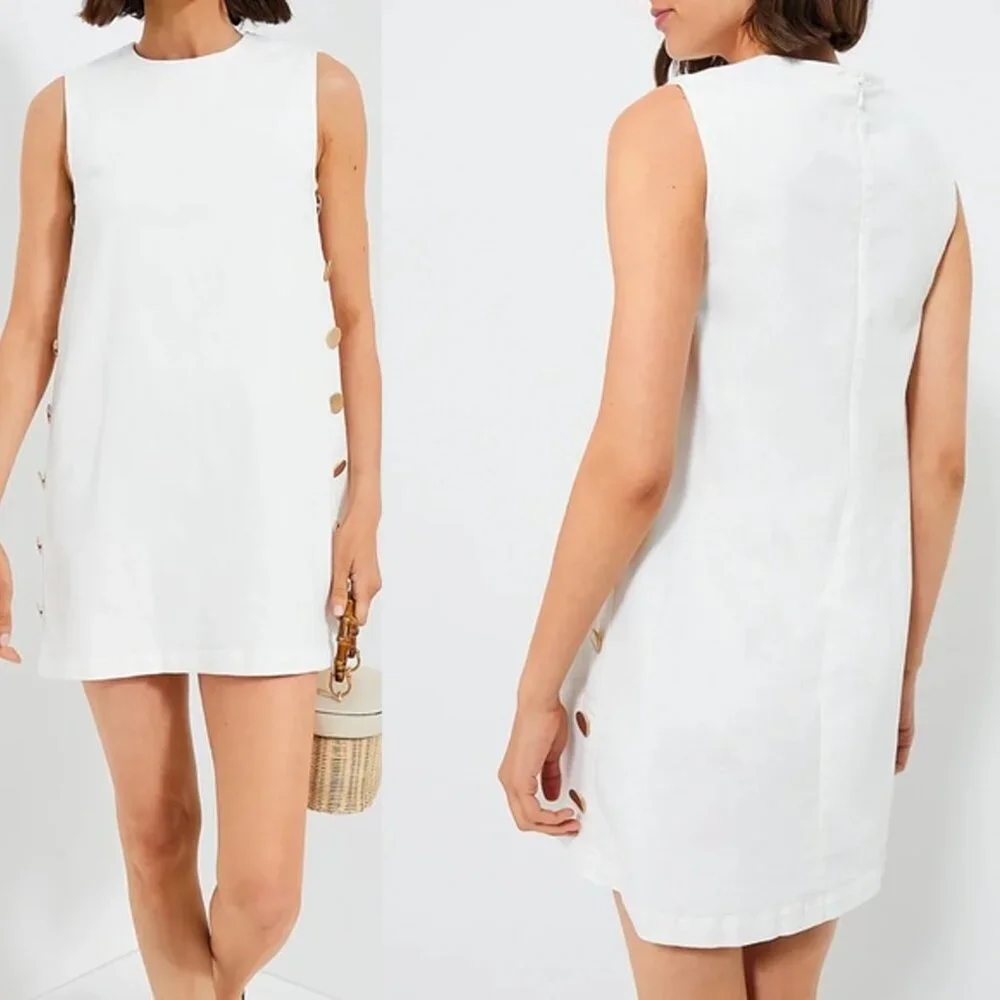 Tuckernuck Hyacinth House Bitsy Twill Mini Swing Dress White NWT Size L - Picture 11 of 12